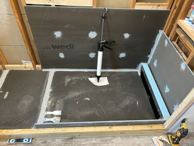 Wedi shower system during installation